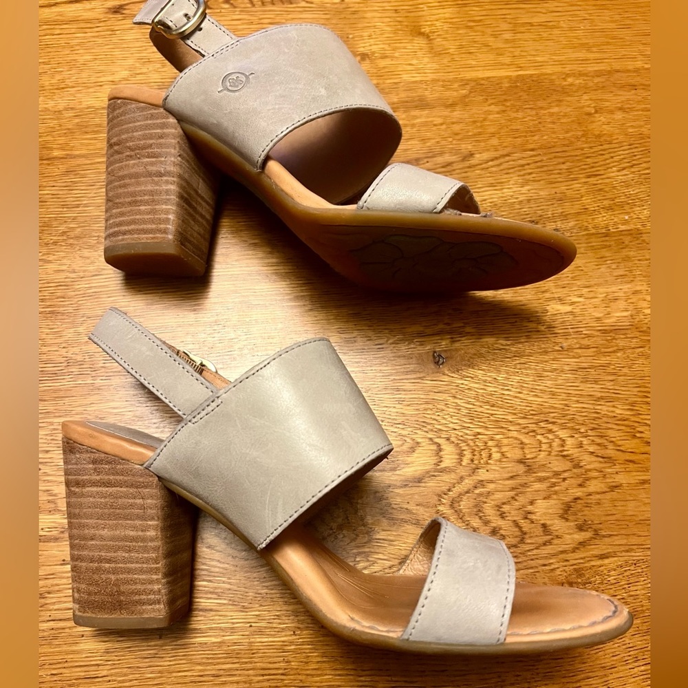 Born Light Grey Heeled Sandals, Size 8 - Picture 6 of 7